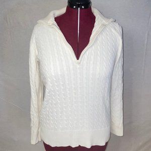 LIKE NEW Ralph Lauren Soft White Cable Knit Quarter Zip Sweater